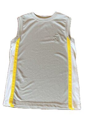 Boys Old Navy 94 Gray/Yellow/White Sleeveless Jersey Tank, Size M (8)